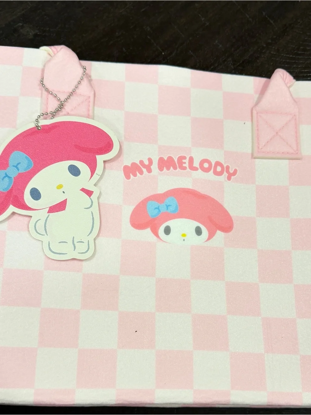 Sanrio My Melody Pink White Checkered Kids Tote Bag